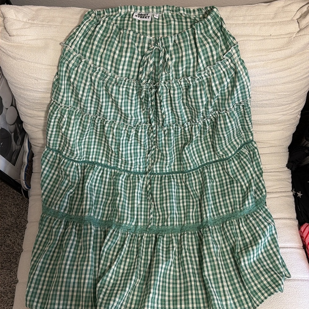 Green gingham skirt